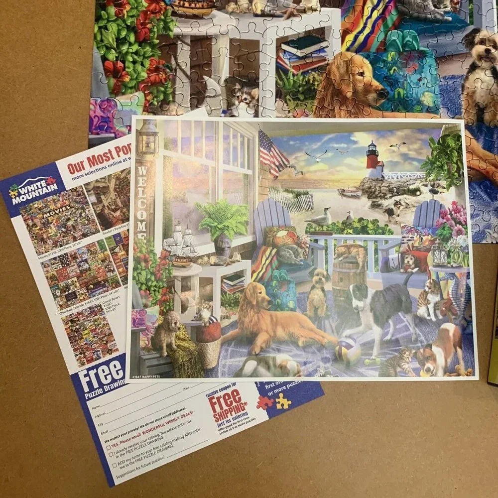 White Mountain jigsaw puzzle; complete Happy Pets‎ 500 pieces